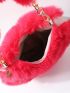 Heart Shaped Fluffy Novelty Bag With Bag Charm