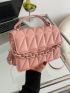 Mini Geometric Pattern Stitch Detail Chain Decor Flap Square Bag