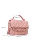 Mini Geometric Pattern Stitch Detail Chain Decor Flap Square Bag