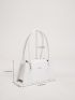 Litchi Embossed Letter Graphic Baguette Bag