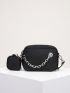 Mini Chain Decor Square Bag With Coin Purse