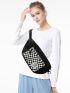 Checkered Print Patch Detail Fanny Pack