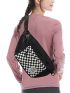 Checkered Print Patch Detail Fanny Pack