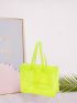 Clear Neon Lime Shoulder Tote Bag