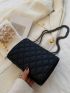 Quilted Pattern Litchi Embossed Square Bag