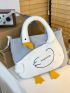 Letter Graphic Cartoon Duck Decor Top Handle Bag