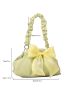 Bow Decor Chain Ruched Bag