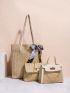 3pcs Twilly Scarf Decor Straw Bag Set