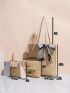 3pcs Twilly Scarf Decor Straw Bag Set