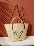 Coconut Tree Decor Straw Bag