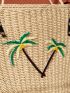 Coconut Tree Decor Straw Bag