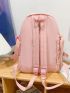 Minimalist Buckle Decor Functional Backpack With Bag Charm