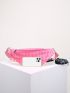 Geometric Pattern Waist Bag With Coin Purse