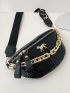 Crocodile Embossed Unicorn & Chain Decor Fanny Pack