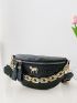 Crocodile Embossed Unicorn & Chain Decor Fanny Pack