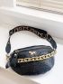 Crocodile Embossed Unicorn & Chain Decor Fanny Pack