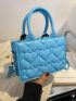 Mini Heart Quilted Double Handle Square Bag