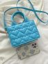 Mini Heart Quilted Double Handle Square Bag
