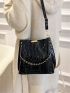 Crocodile Embossed Chain Bucket Bag