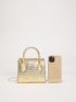 Mini Metallic Snakeskin Embossed Chain Square Bag