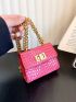 Mini Crocodile Embossed Flap Chain Square Bag