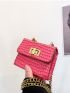 Mini Crocodile Embossed Flap Chain Square Bag