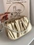 Ruched Detail Faux Pearl Decor Saddle Bag