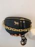 Chain & Horse Decor Embossed Detail Fanny Pack