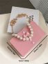 Mini Bow & Faux Pearl Decor Chain Box Bag