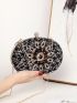 Mini Rhinestone & Gemstone Decor Chain Clip Top Box Bag