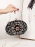 Mini Rhinestone & Gemstone Decor Chain Clip Top Box Bag