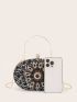 Mini Rhinestone & Gemstone Decor Chain Clip Top Box Bag