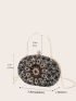 Mini Rhinestone & Gemstone Decor Chain Clip Top Box Bag