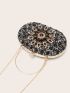 Mini Rhinestone & Gemstone Decor Chain Clip Top Box Bag