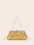 Mini Sequin Decor Chain Ruched Bag