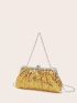 Mini Sequin Decor Chain Ruched Bag