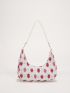 Strawberry Pattern Faux Pearl Decor Hobo Bag