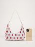 Strawberry Pattern Faux Pearl Decor Hobo Bag