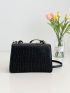 Crocodile Embossed Buckle Decor Flap Square Bag