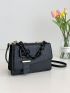 Crocodile Embossed Buckle Decor Flap Square Bag