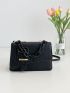 Crocodile Embossed Buckle Decor Flap Square Bag