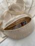 Floral Embroidery Straw Bag