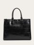 Crocodile Embossed Shoulder Tote Bag