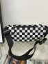 Two Tone Checkered Pattern Waist Bag