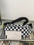 Two Tone Checkered Pattern Waist Bag