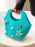 Pom Pom & Bow Decor Top Handle Bag