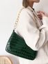 Crocodile Embossed Chain Baguette Bag