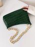 Crocodile Embossed Chain Baguette Bag