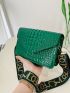 Crocodile Embossed Flap Square Bag