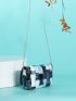 Geometric Graphic Studded Detail Colorblock Square Bag